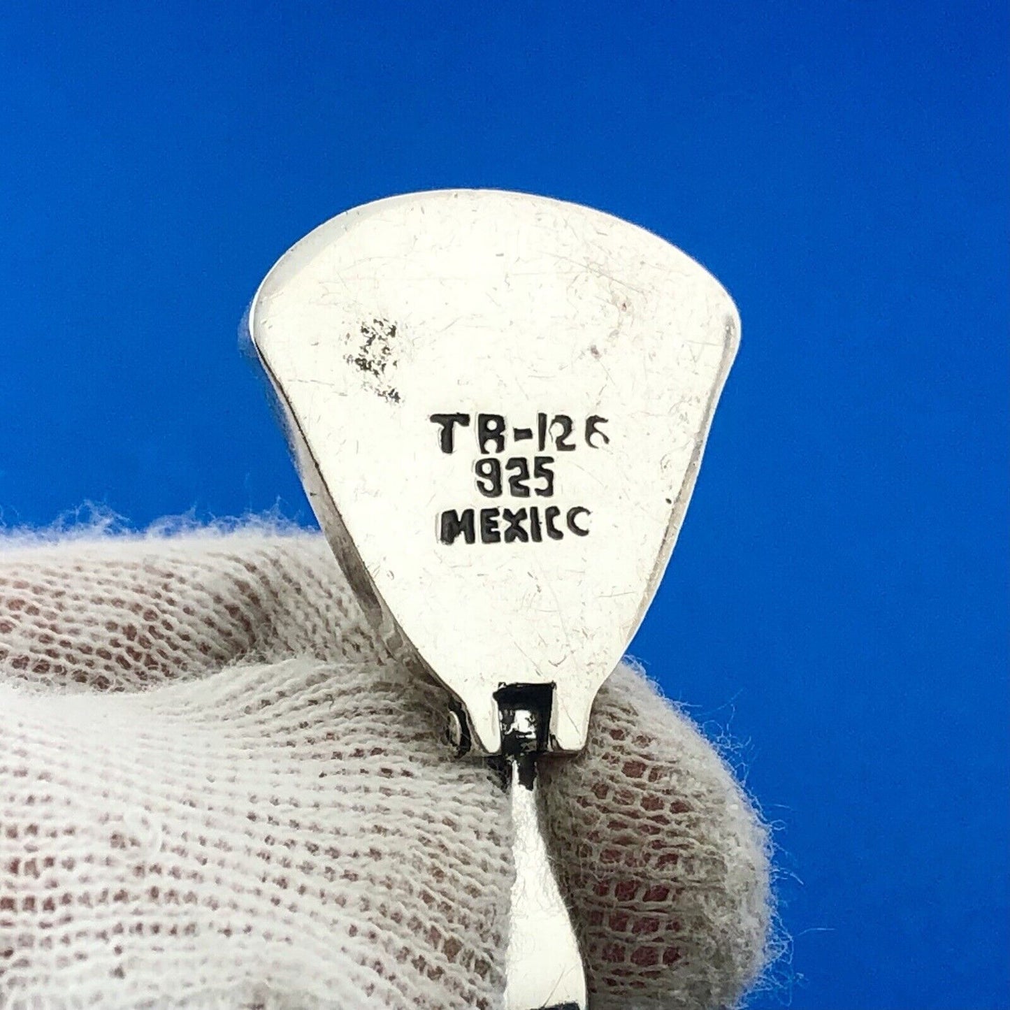 Estate Taxco TR-126 Sterling Silver 925 Oval Red Carnelian Triangle Drop Pendant