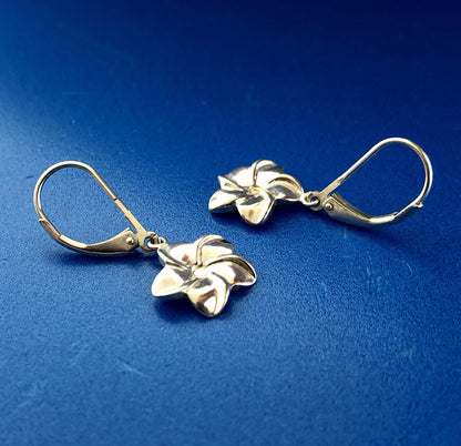Jacmel Mauritius JCM Sterling Silver Flower Peony Plumeria Drop Dangle Earrings