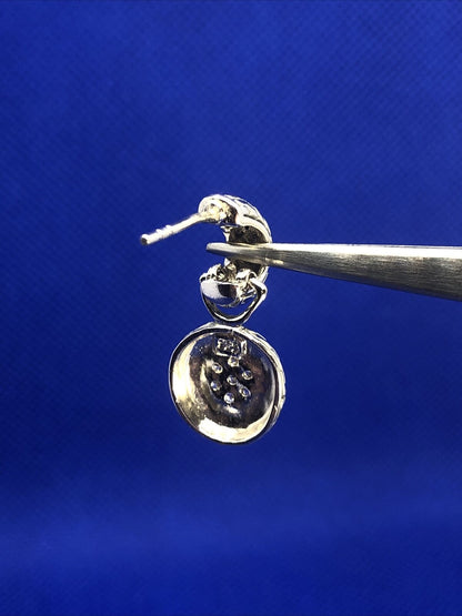 925 Sterling Silver Cubic Zirconia Circle Statement Stud Dangle Earrings