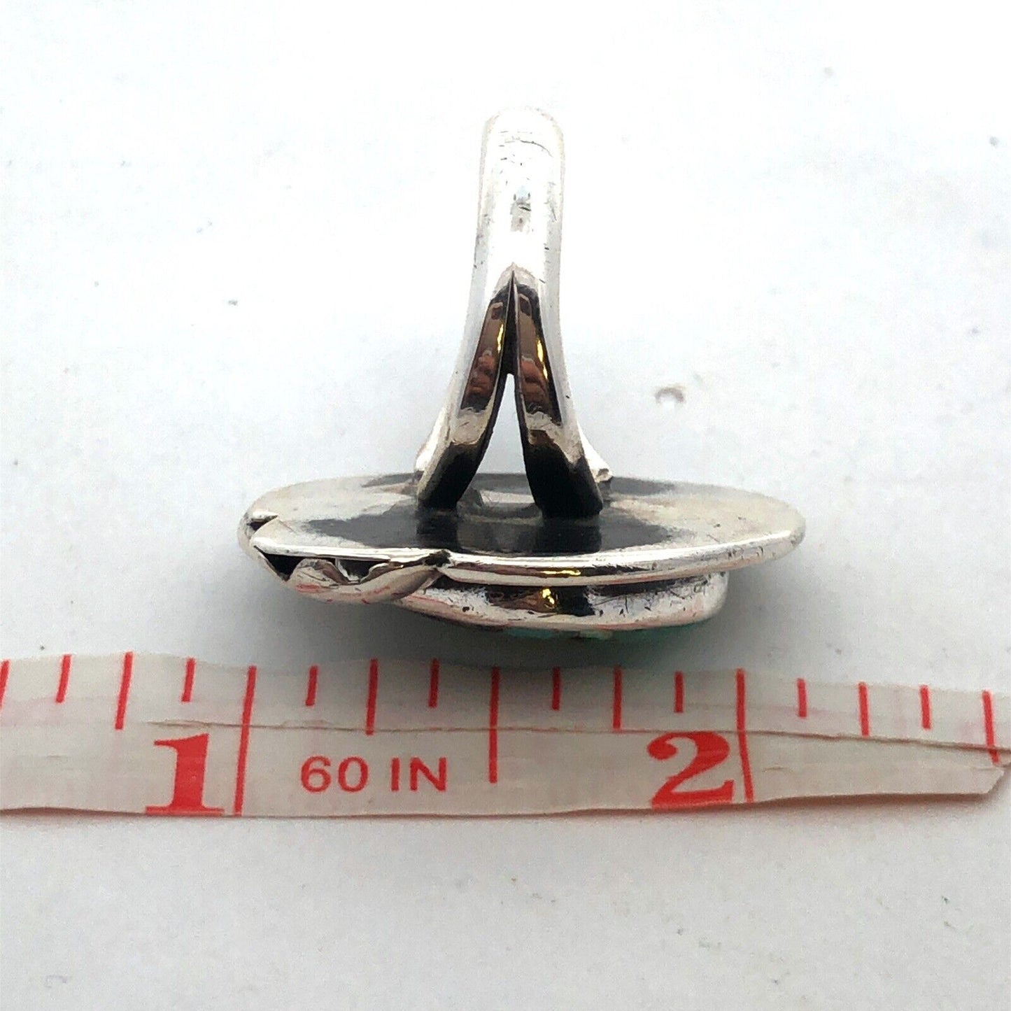 Native American 925 Sterling Silver Chunky Turquoise Statement Finger Ring