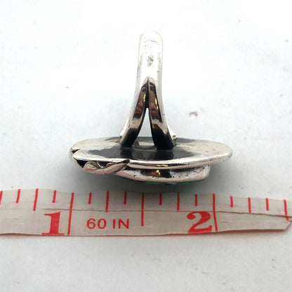 Native American 925 Sterling Silver Chunky Turquoise Statement Finger Ring