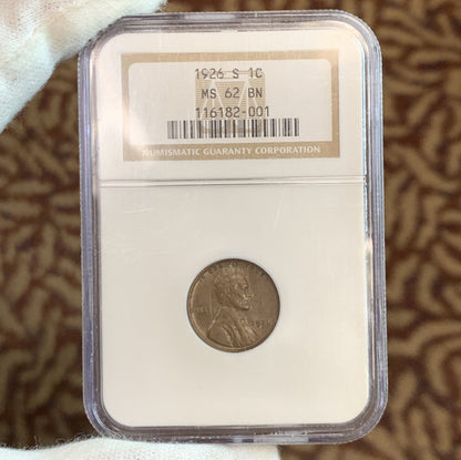1926 S San Francisco 1c Lincoln Cent NGC MS62 BN Brown Better Date Graded Coin