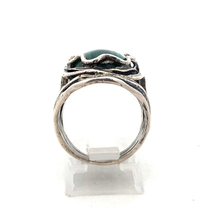 Israel Designer Didae 925 Sterling Silver Oval Malachite Cabochon Statement Ring