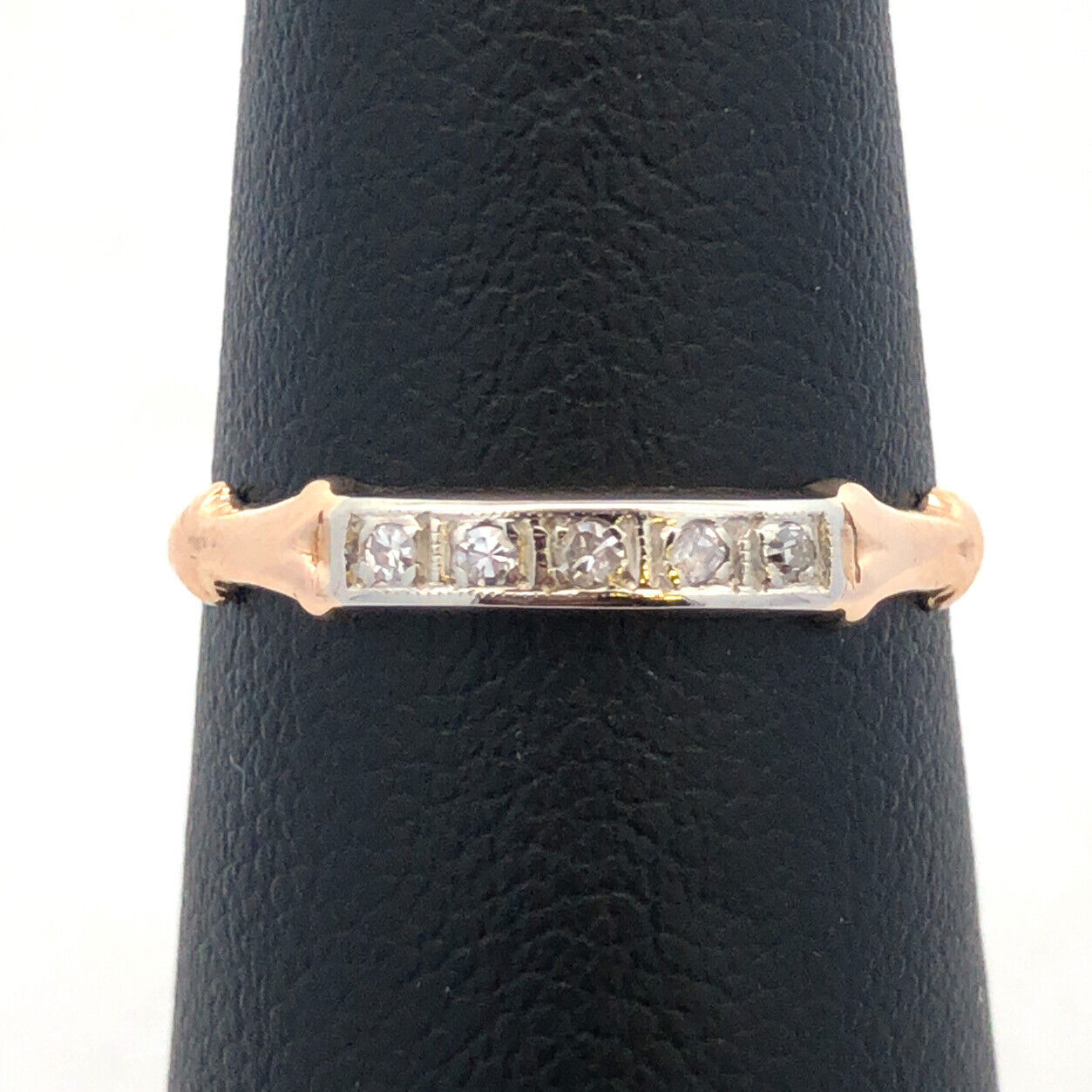Estate 14K Yellow Gold Round Diamond Stackable Anniversary Band Ring