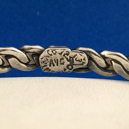 Vintage Mexico Taxco Sterling Silver 925 Ribbed Wave Lock Bangle Bracelet