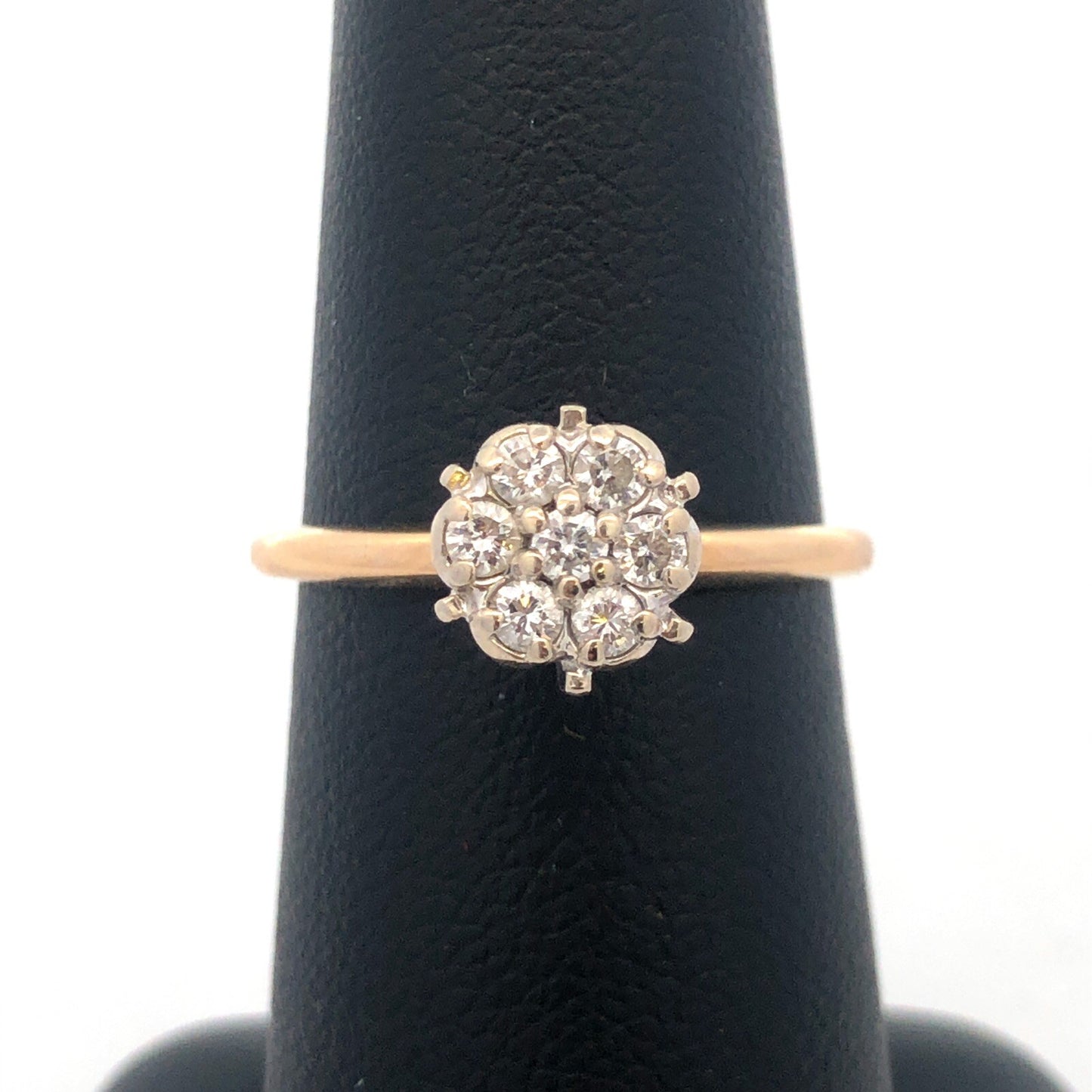 14K Yellow Gold Diamond Cluster Empire Style Engagement Bridal Cocktail Ring