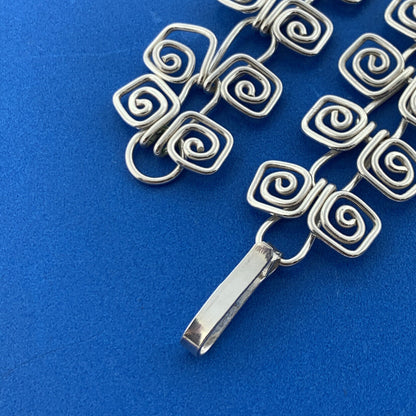 CII Mexico 925 Sterling Silver Modernist Crop Circle Station Statement Necklace