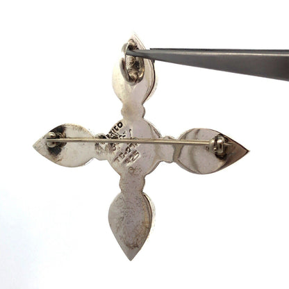 Mid Century Taxco Mexico 926 Sterling Silver Pear Black Onyx Pendant Brooch