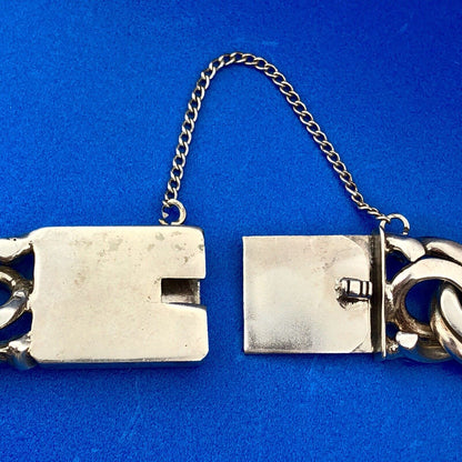 Vintage 900 Silver Hecho En Mexico Taxco Double Rolo Cable Statement Bracelet