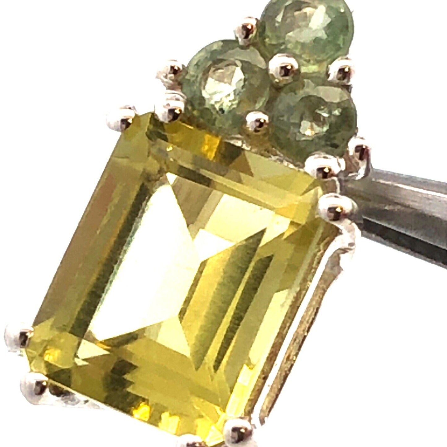 Designer TGGC 925 Sterling Silver Emerald Cut Peridot Green Topaz Accent Pendant