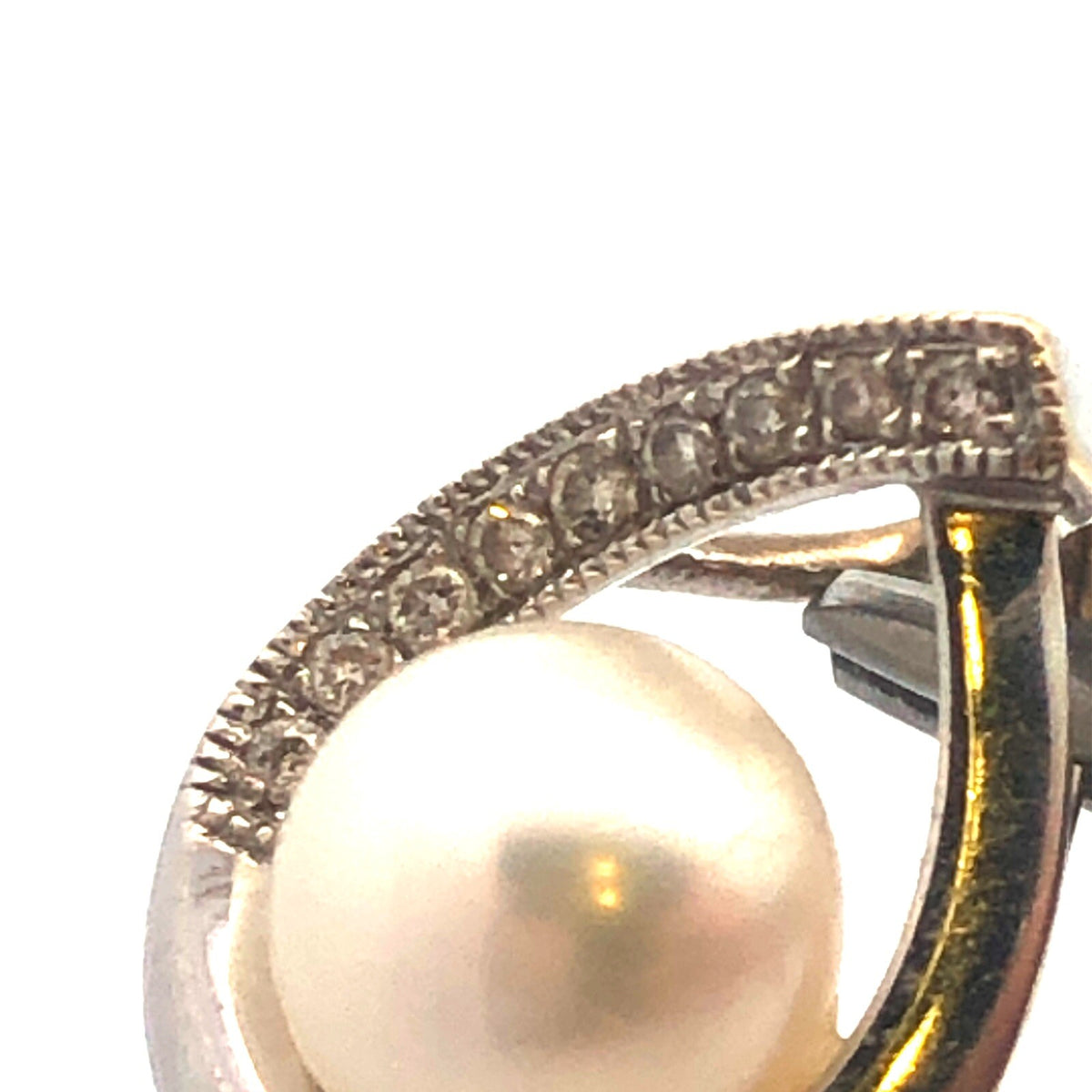 Designer 14K White Gold Pearl Diamond Bridal June Infinity Anniversary Pendant