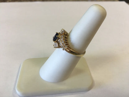14k Yellow Gold Oval Sapphire with Diamond Accents Cocktail Ring