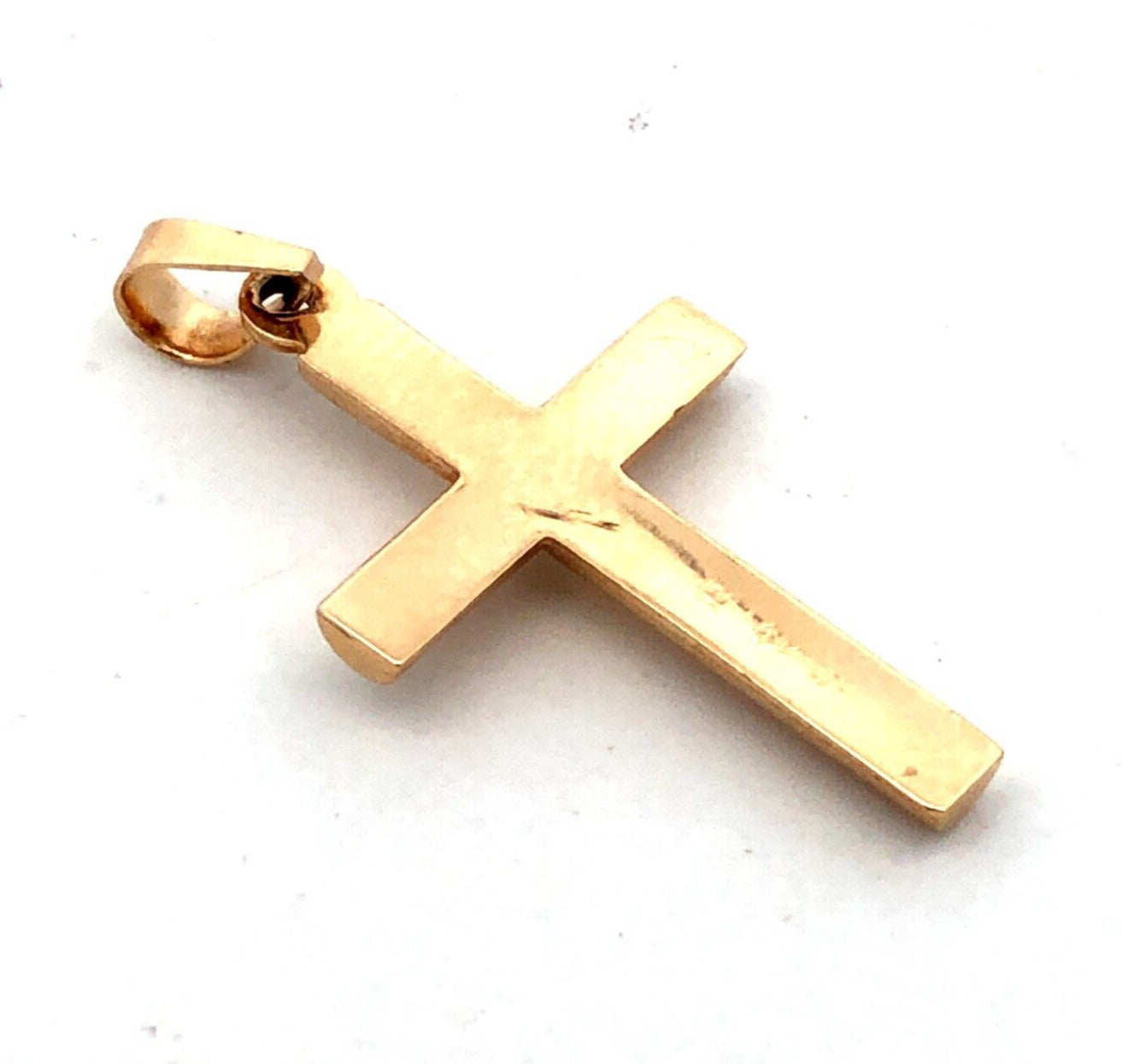 Designer UI 14K Yellow Gold Rounded Polished Cross Pendant