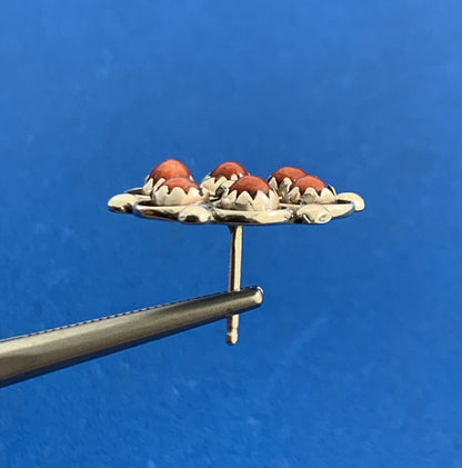 Native American 925 Sterling silver Unmarked Coral Flower Stud Earrings