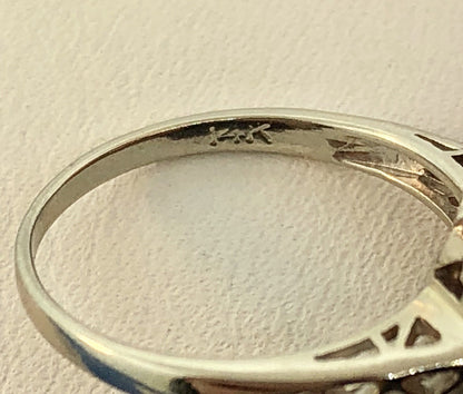 Estate 14K White Gold Diamond Star Cluster Princess Style Cocktail Ring