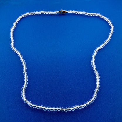 Designer SF 14K Yellow Gold Faceted Clear White Amethyst Bead Necklace