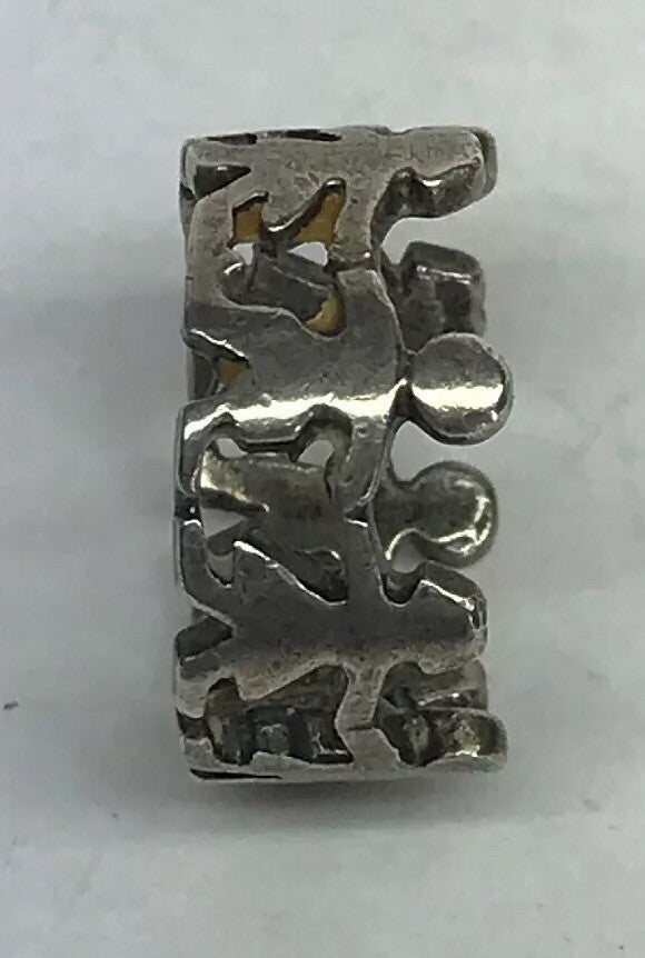Vintage Sterling Silver 925 Children Cut Out Circle Mother's Day Band Ring S190