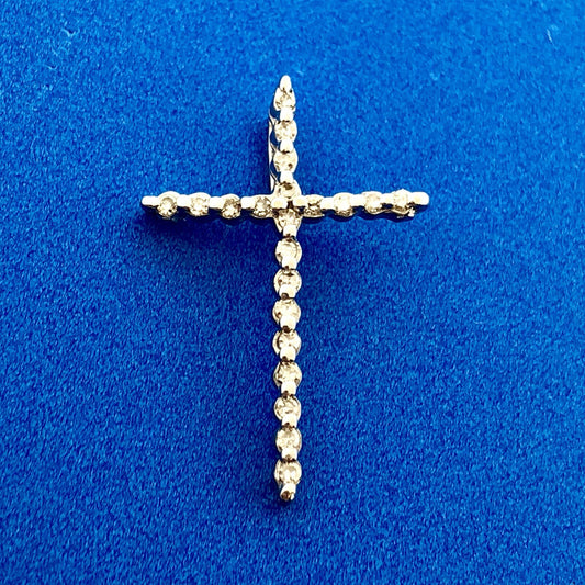 Designer 14K White Gold Pave Diamond Cross Easter Communion Cross Pendant