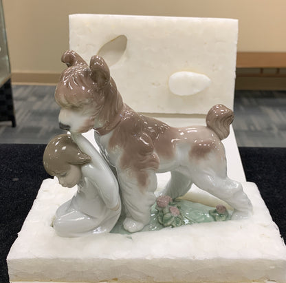 1998 Lladro Safe And Sound Terrier Child Retired Porcelain Figurine #6556 NIB