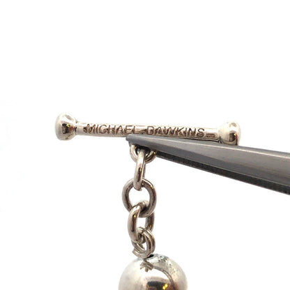 Michael Dawkins 925 Sterling Silver Pearl Textured Ball Beaded Toggle Bracelet