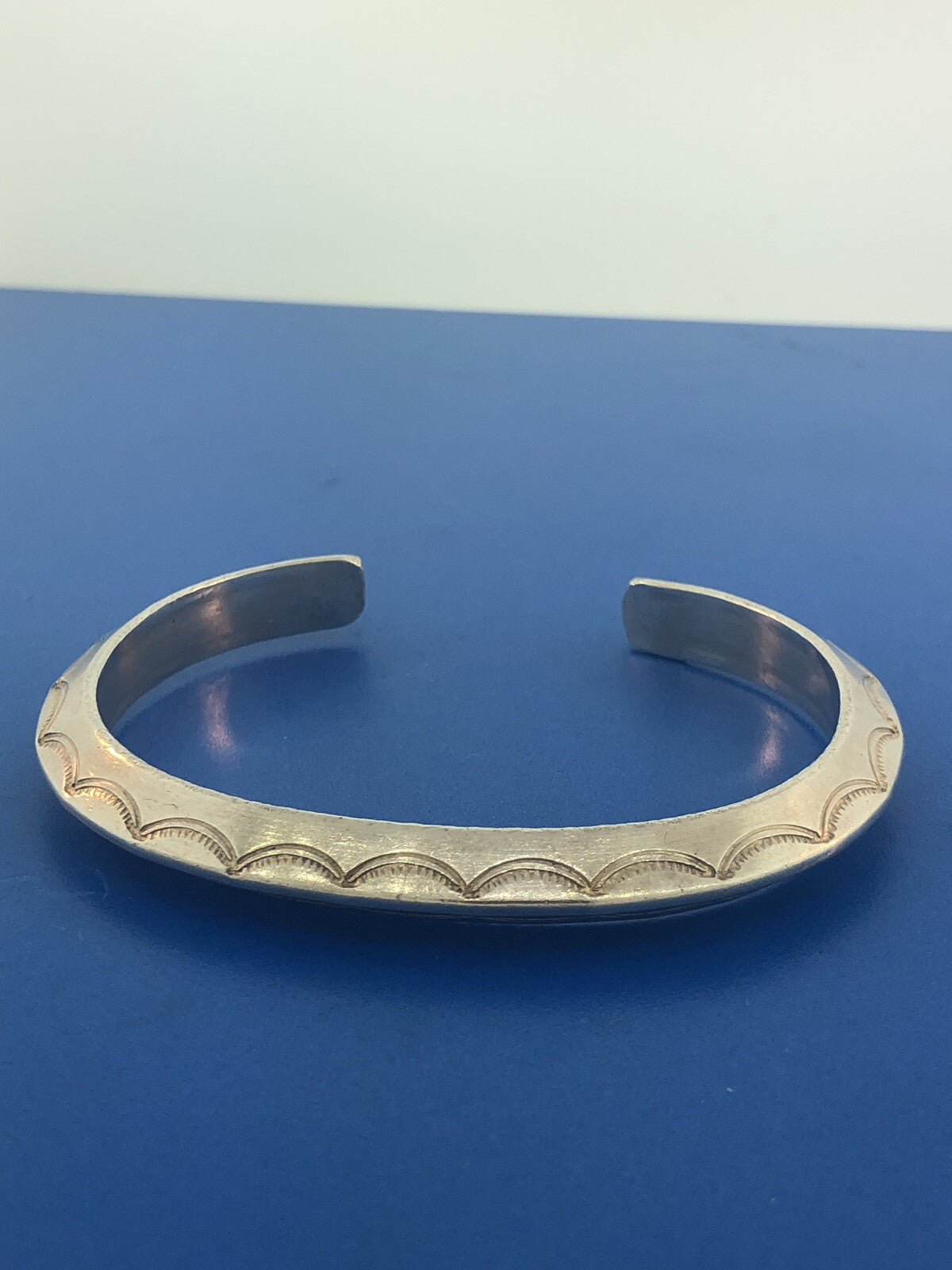 Vintage Native American 925 Sterling Silver Concho Statement Cuff Bracelet