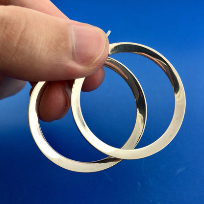 Designer AK Turkey Sterling Silver 925 Polished 3D Statement Hoop Earrings