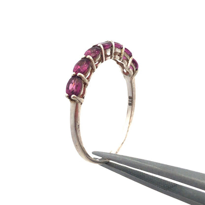 Designer STS 925 Sterling Silver Oval Pink Tourmaline Stackable Band Ring
