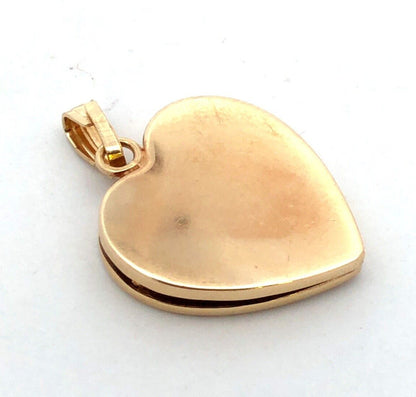 Designer HFB 14K Yellow Gold Floral Flower Engraved Heart Photo Locket Pendant