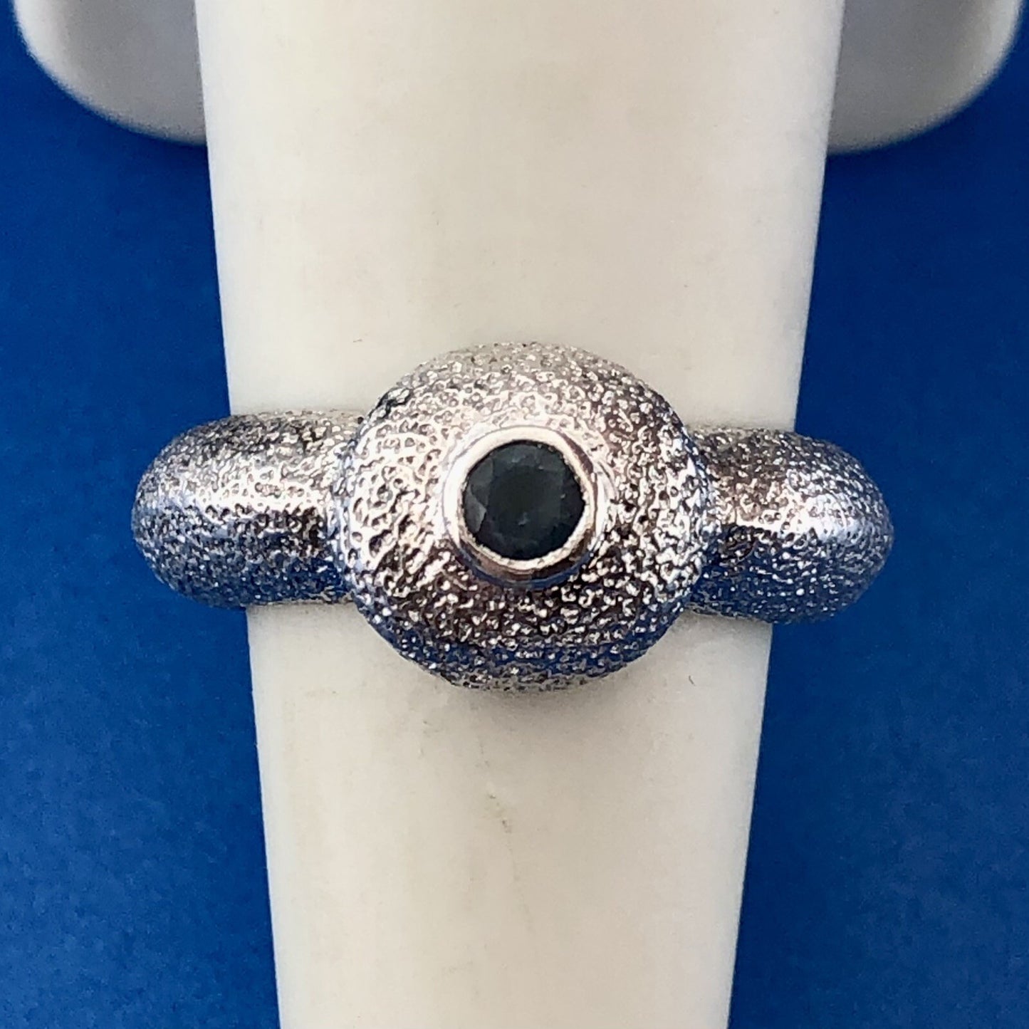 Vintage Mignon Faget 925 Sterling Silver Sea Collection Sapphire Sea Urchin Ring