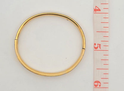 Vintage 12K Yellow Gold Filled Engraved Floral Heart Child Bangle Bracelet