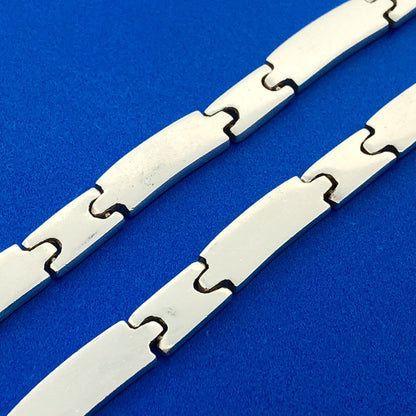 Designer Dellapina Sterling Silver Panel Link 7.5" Bracelet 16.5" Necklace Set