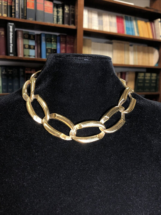 1980's Chunky Heavy Metal Gold Tone Lot Of Two Chain Necklaces