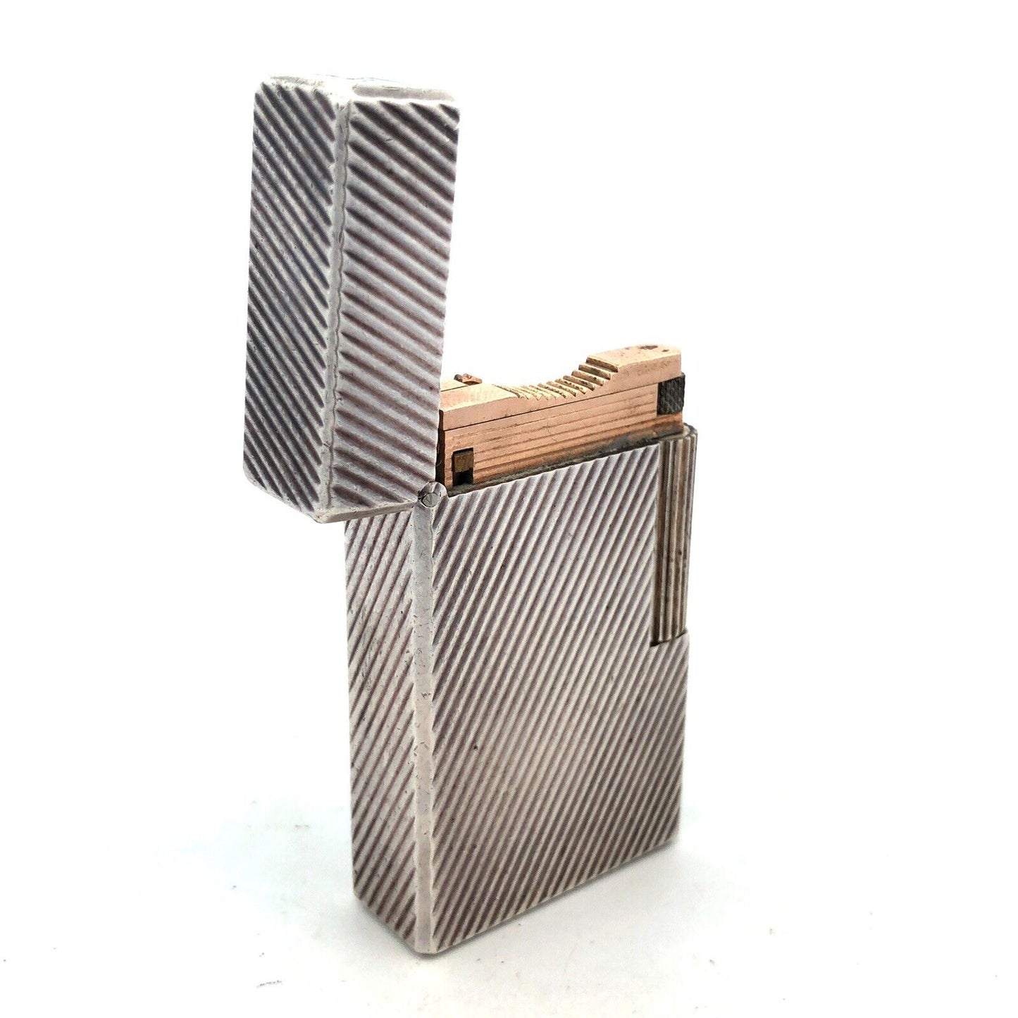 Vintage ST Dupont Paris Two Toned Silver Plated Cigarette Cigar Lighter
