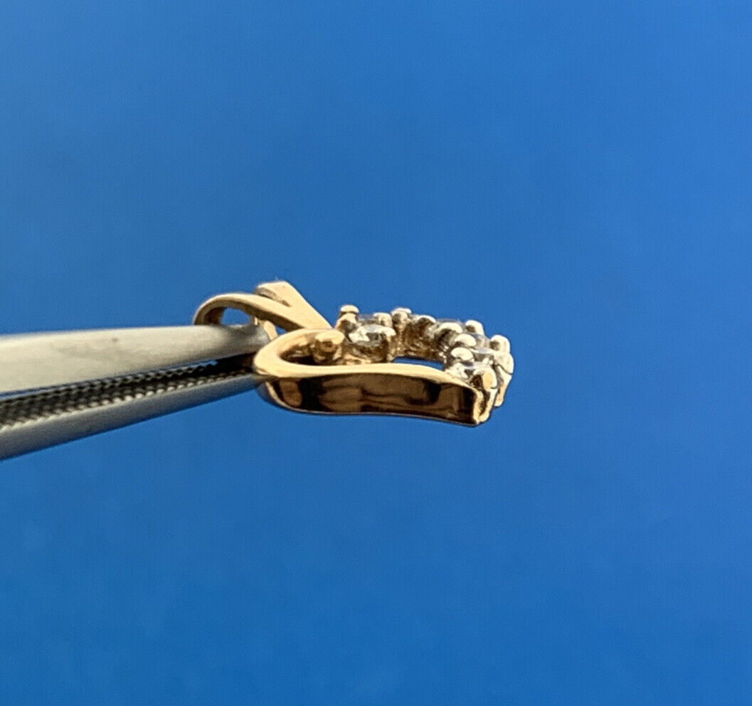 Designer 10K Yellow Gold Round Cubic Zirconia CZ Heart Petite Charm Pendant