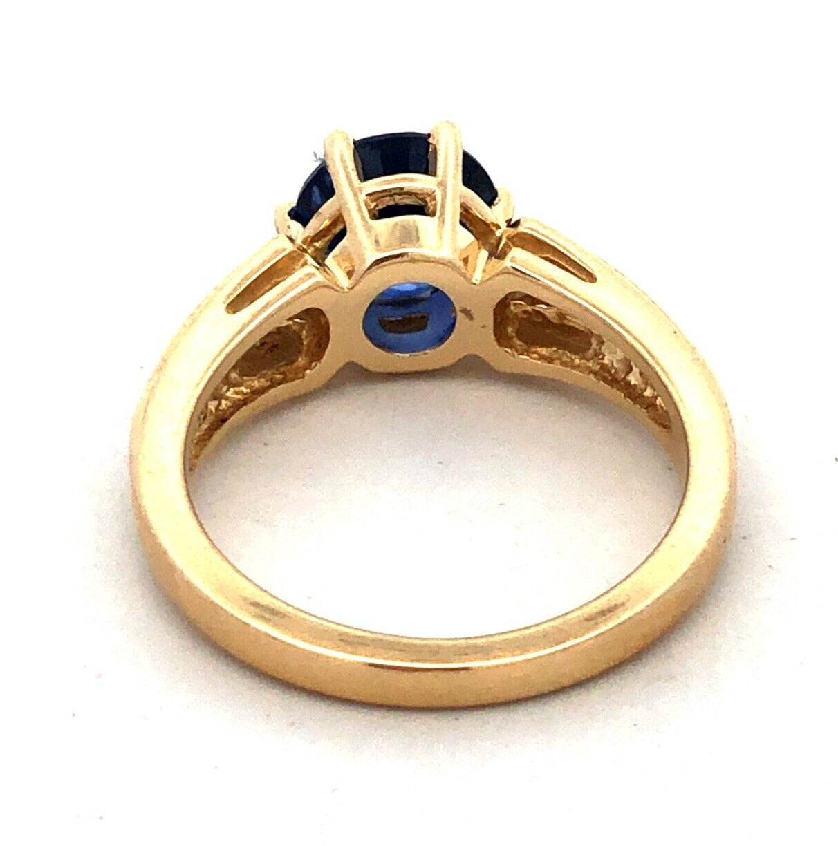 Designer 14K Yellow Gold Round Blue Tanzanite Solitaire Diamond Anniversary Ring