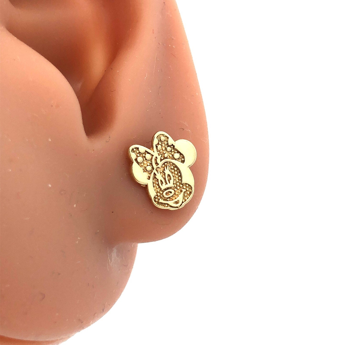 Disney Jacmel Mauritius JCM 10K Yellow Gold Minnie Mouse Stud Earrings