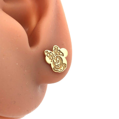 Disney Jacmel Mauritius JCM 10K Yellow Gold Minnie Mouse Stud Earrings