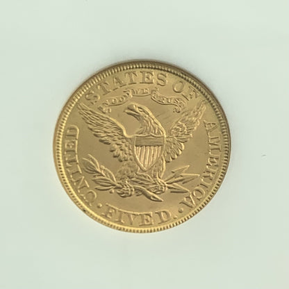 1901 $5 Five Dollar Coronet Head 90% Gold Half Eagle NGC MS63 Graded US Coin