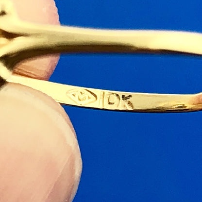 Vintage 10K Yellow Gold Oval Blue Spinel Promise Sweetheart August Occasion Ring