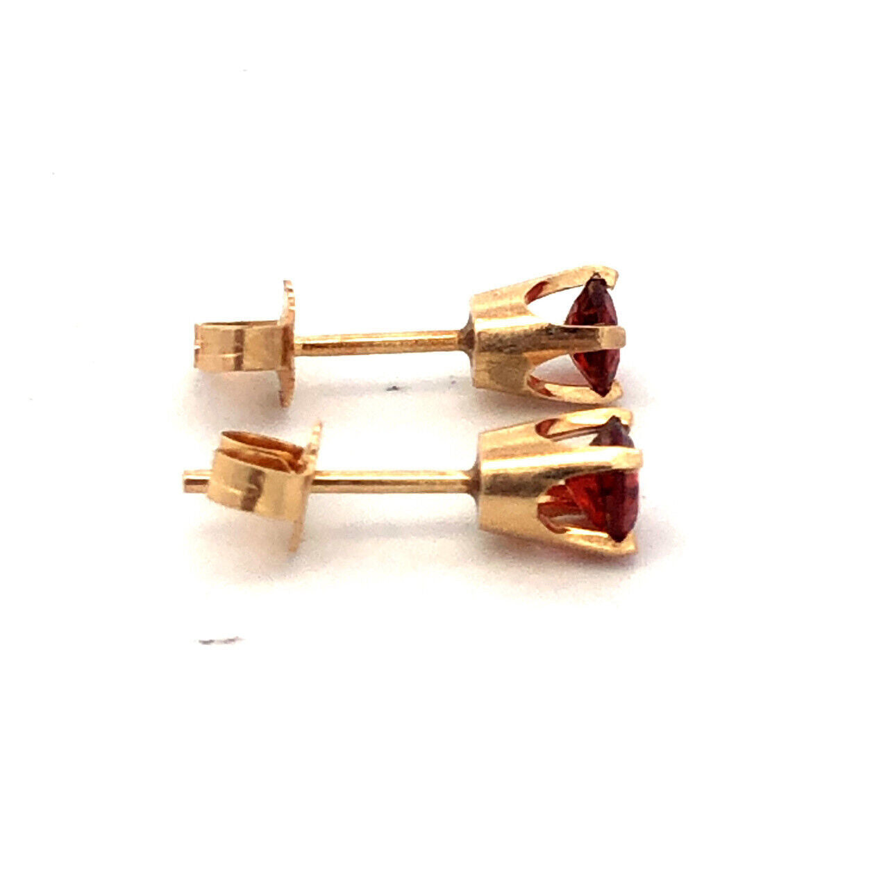 14K Yellow Gold Round Garnet January Anniversary Solitaire Stud Earrings