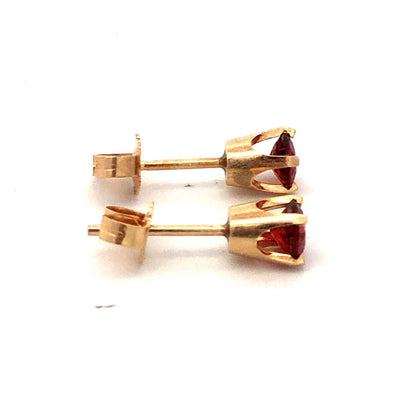 14K Yellow Gold Round Garnet January Anniversary Solitaire Stud Earrings