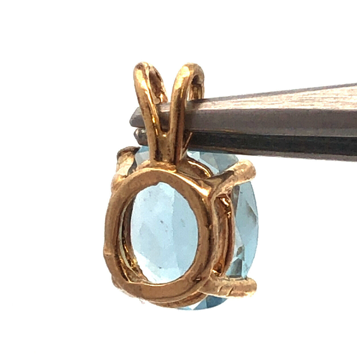 Lovely 14k Yellow Gold Oval Cut 2.75ct Swiss Blue Topaz Fine Precious Pendant