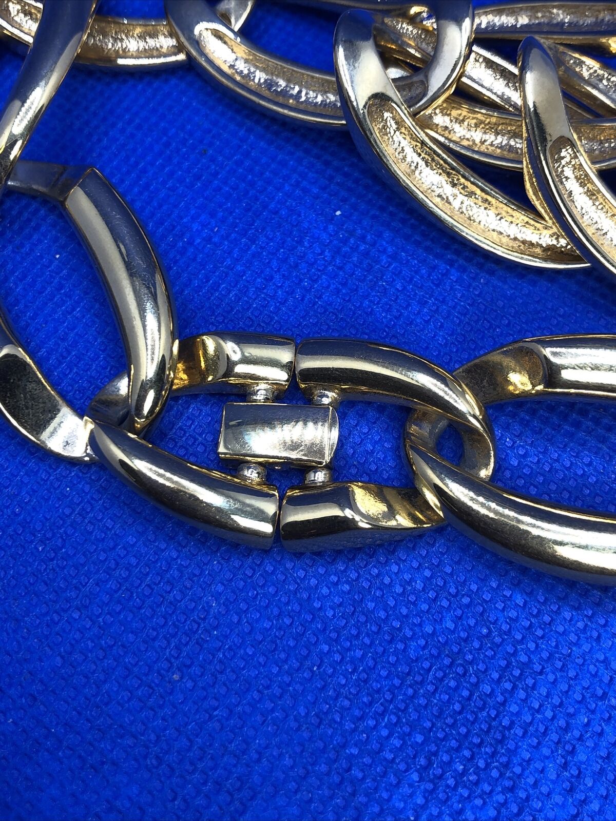 1980's Chunky Heavy Metal Gold Tone Lot Of Two Chain Necklaces