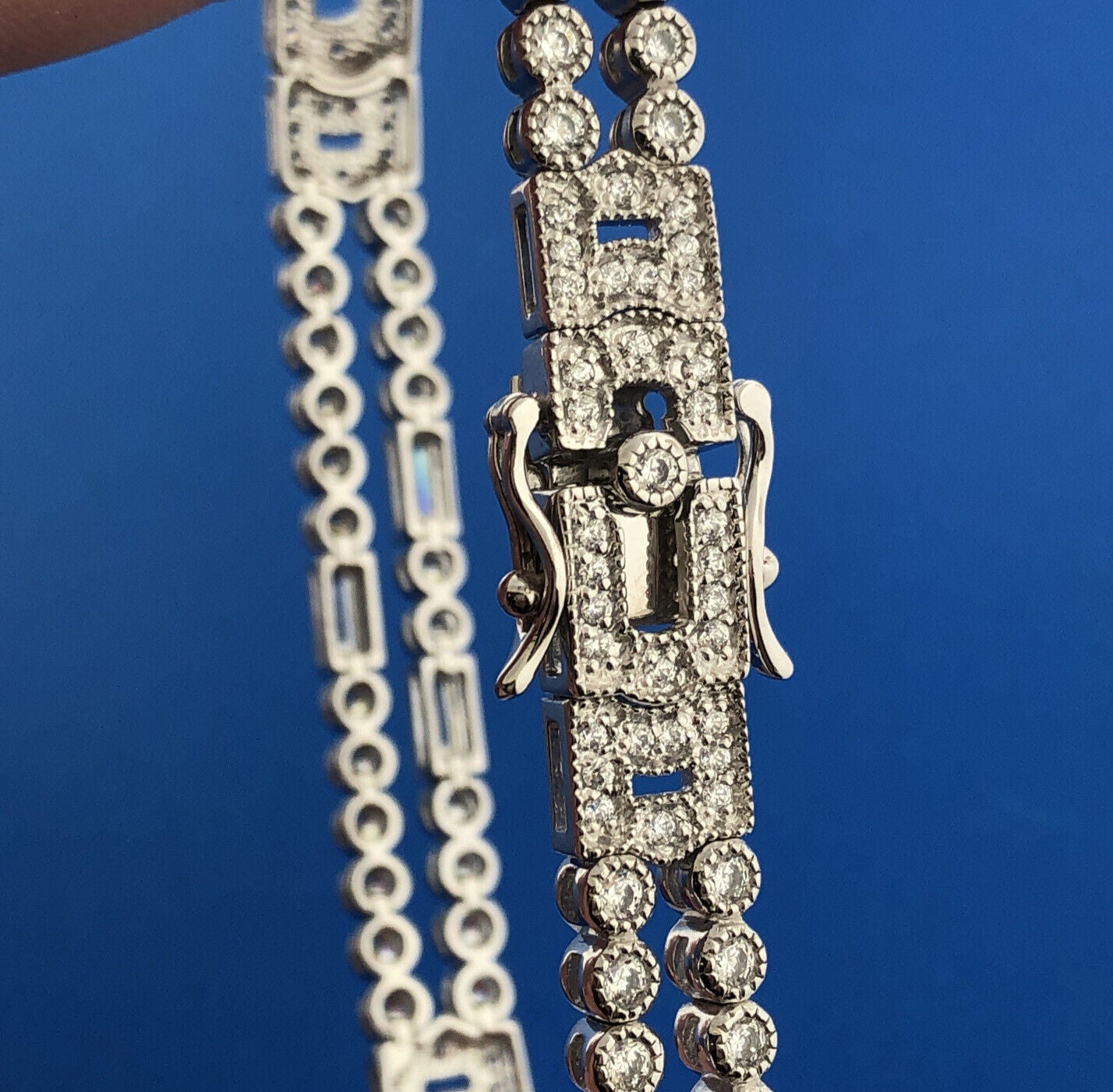 Designer SW 925 Sterling Silver Cubic Zirconia CZ Statement Tennis Bracelet