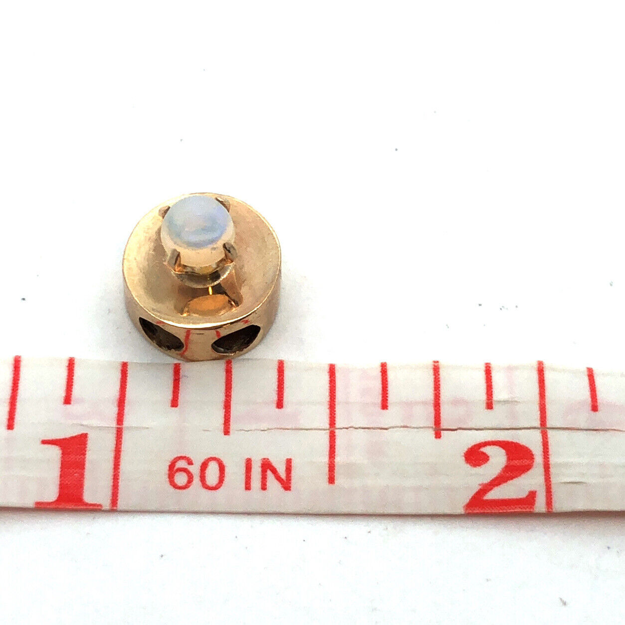 Vintage 10K Yellow Gold Round Opal Cabochon Slide Bracelet Charm