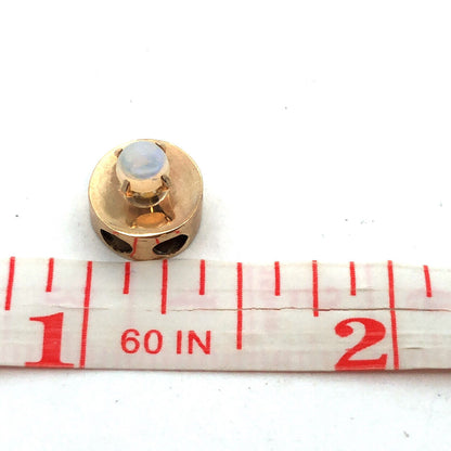 Vintage 10K Yellow Gold Round Opal Cabochon Slide Bracelet Charm