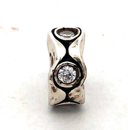 CHAMILIA Sterling Silver Round Cubic Zirconia CZ Retro Wave Slide Bracelet Charm
