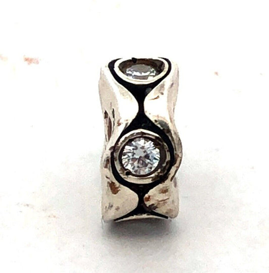 CHAMILIA Sterling Silver Round Cubic Zirconia CZ Retro Wave Slide Bracelet Charm