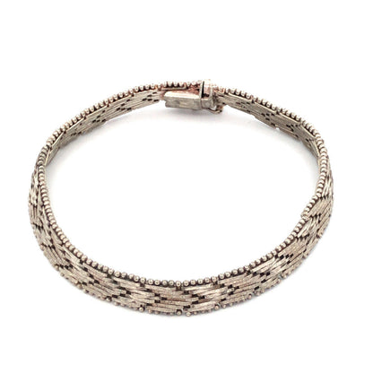 Designer Italy 925 Sterling Silver Florentine Polished Chevron Link Bracelet