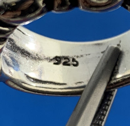 925 Sterling Silver Fleur De Lis Wide Band Size 4.75 Ring